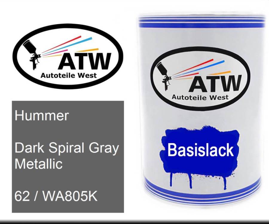 Hummer, Dark Spiral Gray Metallic, 62 / WA805K: 500ml Lackdose, von ATW Autoteile West.